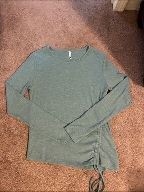 Long Sleeve Side-Tie Top - Green